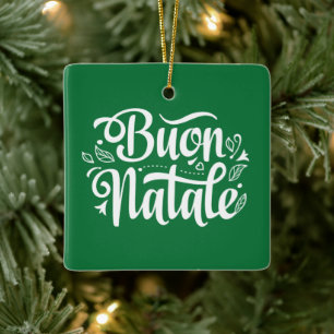 Buon Natale Simple Green Keramisch Ornament