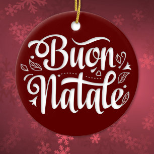Buon Natale Simple Red, Italiaans kerstfeest Keramisch Ornament