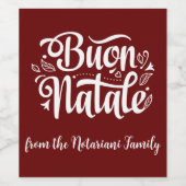 Buon Natale Simple Red, Italiaans kerstfeest Wijn Etiket (Enkel label)