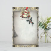 Buon Natale Sneeuwman Kerstmisgrens Briefpapier (Staand voorkant)
