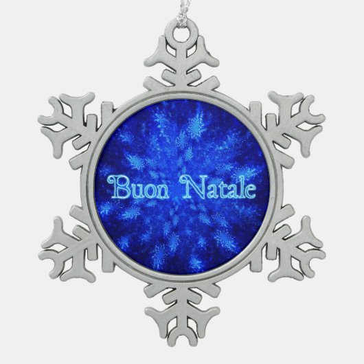 Buon Natale - Snowburst Tin Sneeuwvlok Ornament (Voorkant)