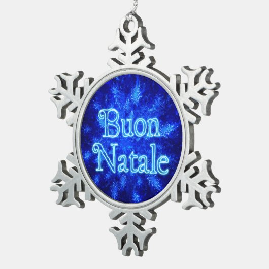 Buon Natale - Snowburst Tin Sneeuwvlok Ornament (Rechts)