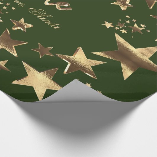 Buon Natale Stars Groen Goud Script Kerstmis Cadeaupapier (Hoek)