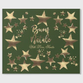 Buon Natale Stars Groen Goud Script Kerstmis Cadeaupapier (Vlak)