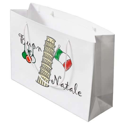 Buon Natale Tower van Pisa Groot Cadeauzakje (Achterkant Gekanteld)