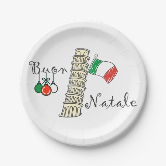 Buon Natale Tower van Pisa Papieren Bordje (Voorkant)