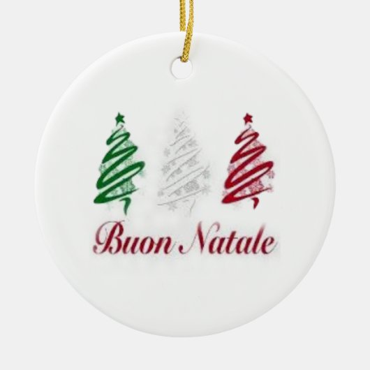 Buon Natale Tri Colour Kerstannament Keramisch Ornament (Voorkant)