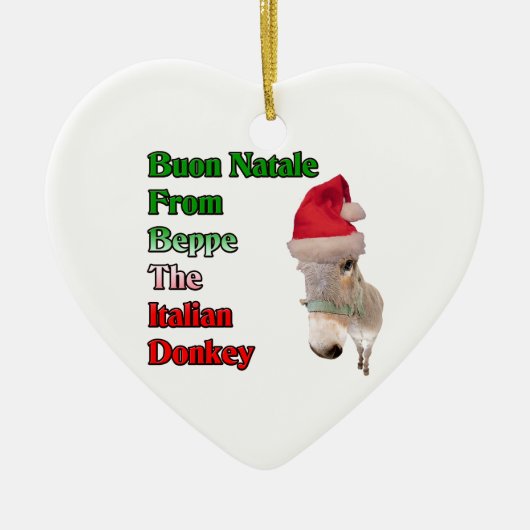 Buon Natale uit Beppe de Italiaanse Donkey Keramisch Ornament (Voorkant)