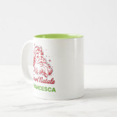 Buon Natale Vintage Santa Italiaans Kerstmis Tweekleurige Koffiemok (Voorkant links)