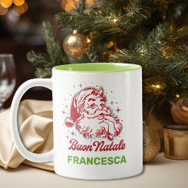 Buon Natale Vintage Santa Italiaans Kerstmis Tweekleurige Koffiemok