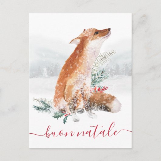 Buon Natale Volpe Rossa Scena di Bosco Invernale Briefkaart (Voorkant)