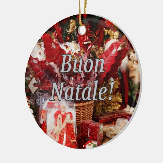 Buon Natale! Vrolijk kerstfeest in het Italiaans Keramisch Ornament (Links)