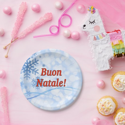 Buon Natale! Vrolijk kerstfeest in het Italiaans r Papieren Bordje (Feest)