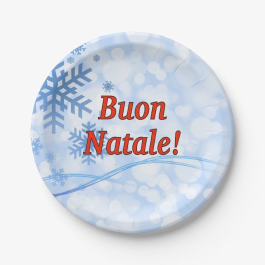 Buon Natale! Vrolijk kerstfeest in het Italiaans r Papieren Bordje (Voorkant)