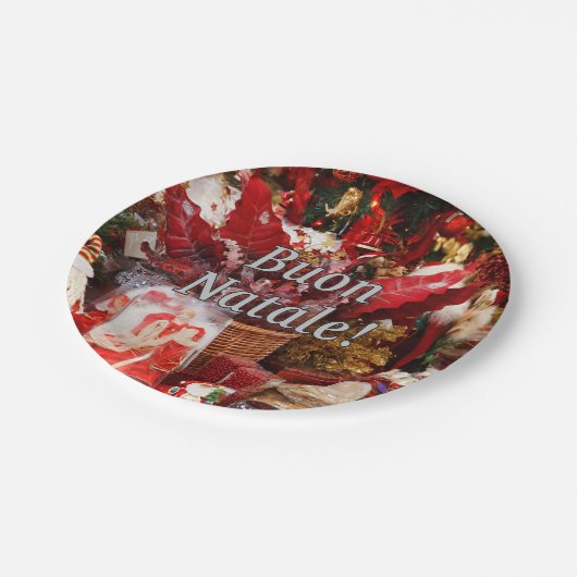 Buon Natale! Vrolijk kerstfeest in het Italiaans w Papieren Bordje (Gekanteld)