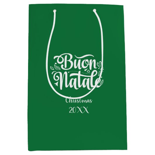 Buon Natale Vrolijk Kerstfeest Medium Cadeauzakje (Voorkant)