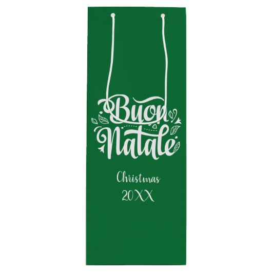 Buon Natale Vrolijk Kerstfeest Wijn Cadeautas (Voorkant)