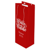 Buon Natale Vrolijk Kerstfeest Wijn Cadeautas (Voorkant Gekanteld)