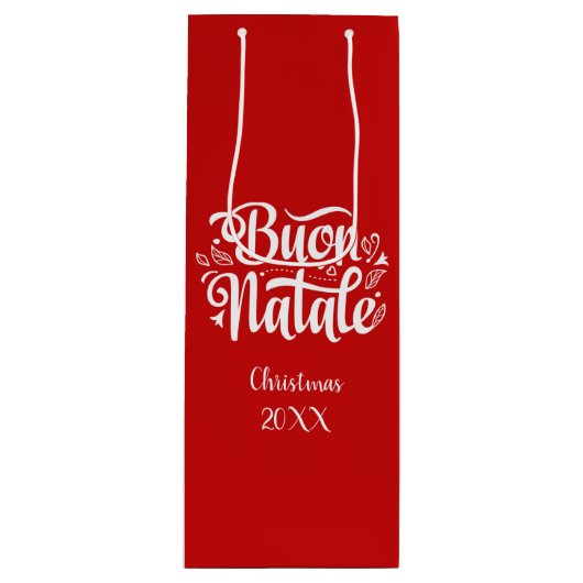 Buon Natale Vrolijk Kerstfeest Wijn Cadeautas (Voorkant)