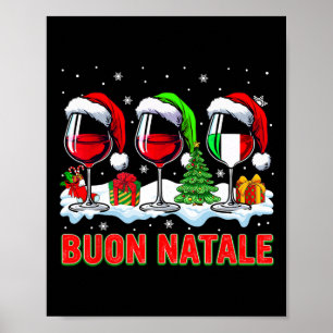 Buon natale vrolijke kerst italiaans drie santa wi poster