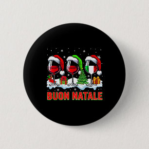 Buon natale vrolijke kerst italiaans drie santa wi ronde button 5,7 cm