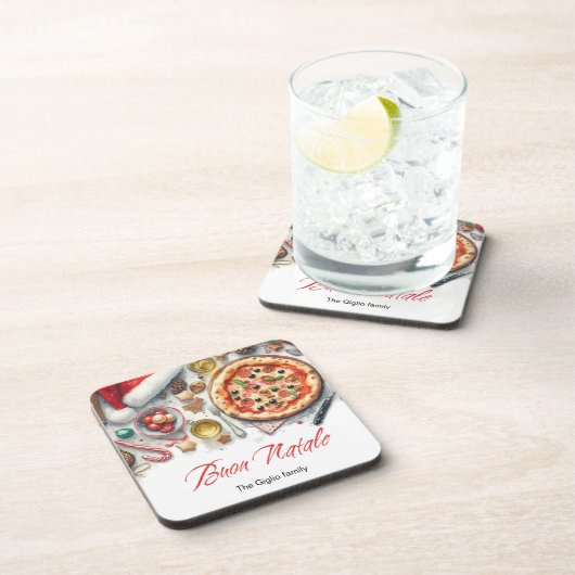 Buon Natale Waterverf Italiaans Kerstfeest Bier Onderzetter (Rechterzijde)