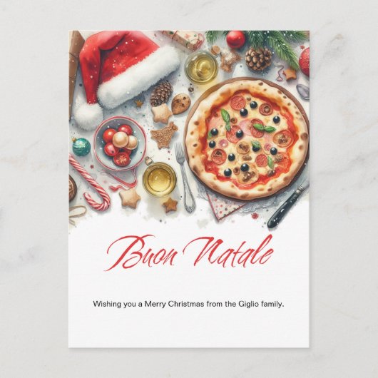 Buon Natale Waterverf Italiaans Kerstfeest Briefkaart (Voorkant)