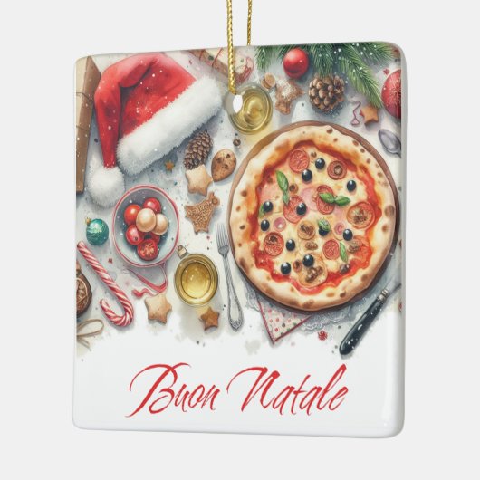 Buon Natale Waterverf Italiaans Kerstfeest Keramisch Ornament (Links)