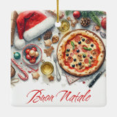 Buon Natale Waterverf Italiaans Kerstfeest Keramisch Ornament (Achterkant)