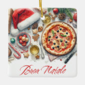 Buon Natale Waterverf Italiaans Kerstfeest Keramisch Ornament (Voorkant)