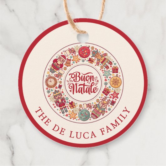 Buon Natale Wreath Bedankjes Labels (Achterkant)