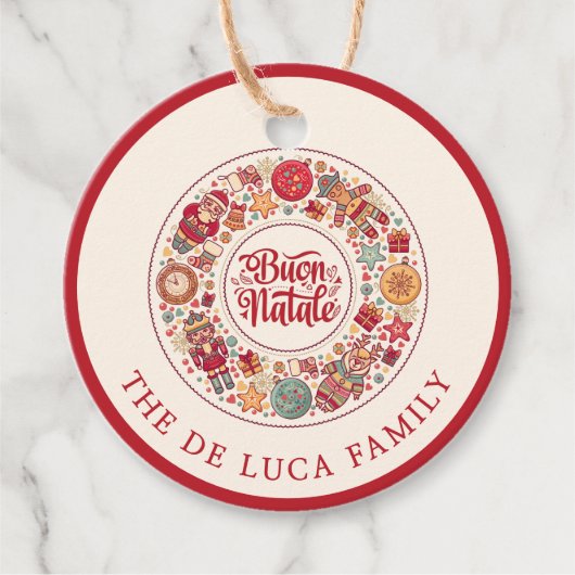 Buon Natale Wreath Bedankjes Labels (Voorkant)