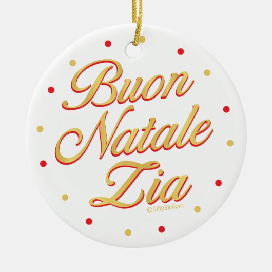 Buon Natale Zia Specialized Gold White Red Keramisch Ornament (Voorkant)
