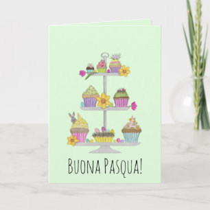 Buona Pasqua Italiaanse Paascupcakes Feestdagen Kaart