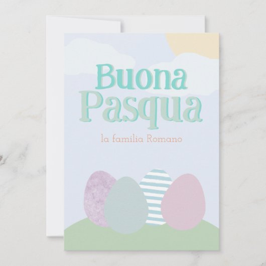 Buona Pasqua Pastel Italiaans Gelukkig Pasen Feestdagenkaart (Voorkant)