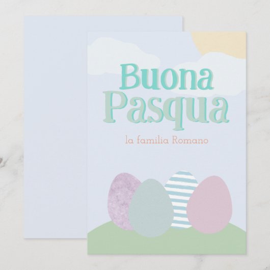 Buona Pasqua Pastel Italiaans Gelukkig Pasen Feestdagenkaart (Voorkant / Achterkant)