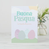 Buona Pasqua Pastel Italiaans Gelukkig Pasen Feestdagenkaart (Staand voorkant)