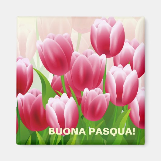 Buona Pasqua. Spring Tulips Easter Gift Magnets Magneet (Voorkant)