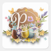 Buona Pasqua Vierkante Sticker (Voorkant)