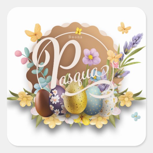 Buona Pasqua Vierkante Sticker (Voorkant)