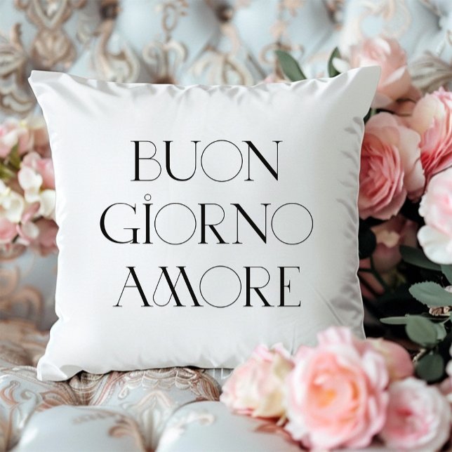 Buongiorno Amore | Chic Italiaans Modern Script Kussen (Creator heeft geüpload)