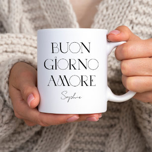 Buongiorno Amore Chique Italiaanse moderne tekst Koffiemok