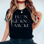 Buongiorno Amore | Zwart Italiaans Modern Script Tri-Blend Shirt<br><div class="desc">Goedemorgen,  liefje! Dit zwarte shirt in het Italiaans voegt een chique stijl toe aan je outfit. Moderne,  stijlvolle witte typografie helpt dit een look te maken die perfect begrepen zal worden in Italië of waar uw reizen u ook brengen!</div>