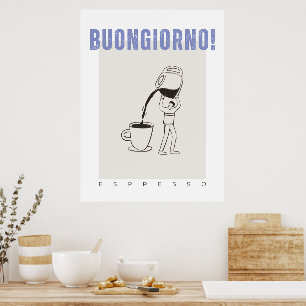 Buongiorno espresso koffie poster