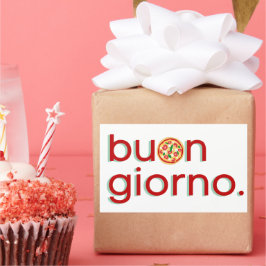 Buongiorno Italiaans Hallo met een Pizza! Rechthoekige Sticker