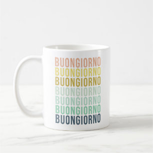 Buongiorno Italiaans Hallo Typografie Cute Colorfu Koffiemok