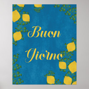 BuonGiorno Italiaans Typografie Botanisch Poster
