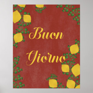 BuonGiorno Italiaans  Typografie Botanisch Poster