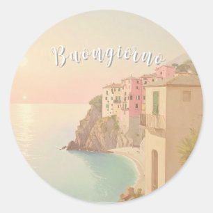 Buongiorno Italiaanse Rivièra Ronde Sticker