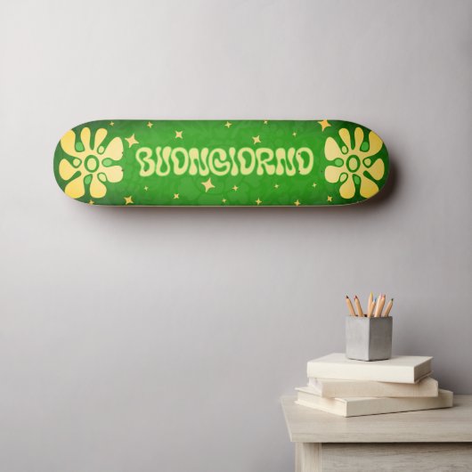 Buongiorno! Levendige Italiaans geïnspireerde bloe Persoonlijk Skateboard (Muurkunst (Horizontaal))